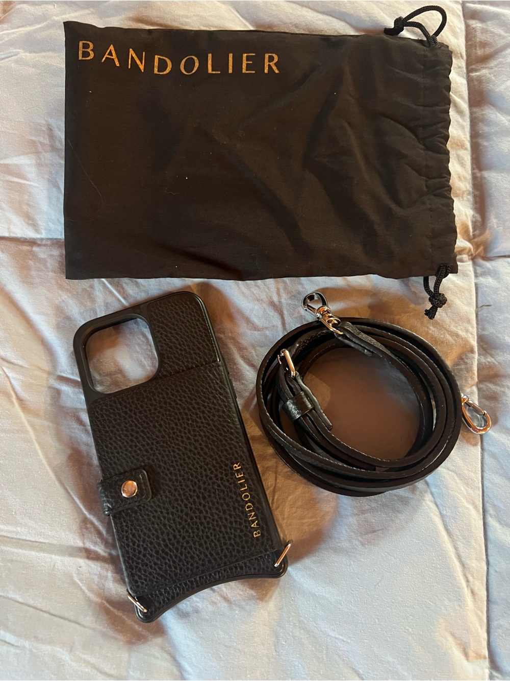 Bandolier Black and Silver iPhone 13 Pro Crossbody Case
